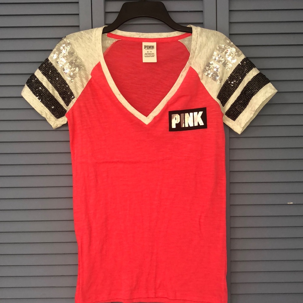 PINK Glittery V-Neck
